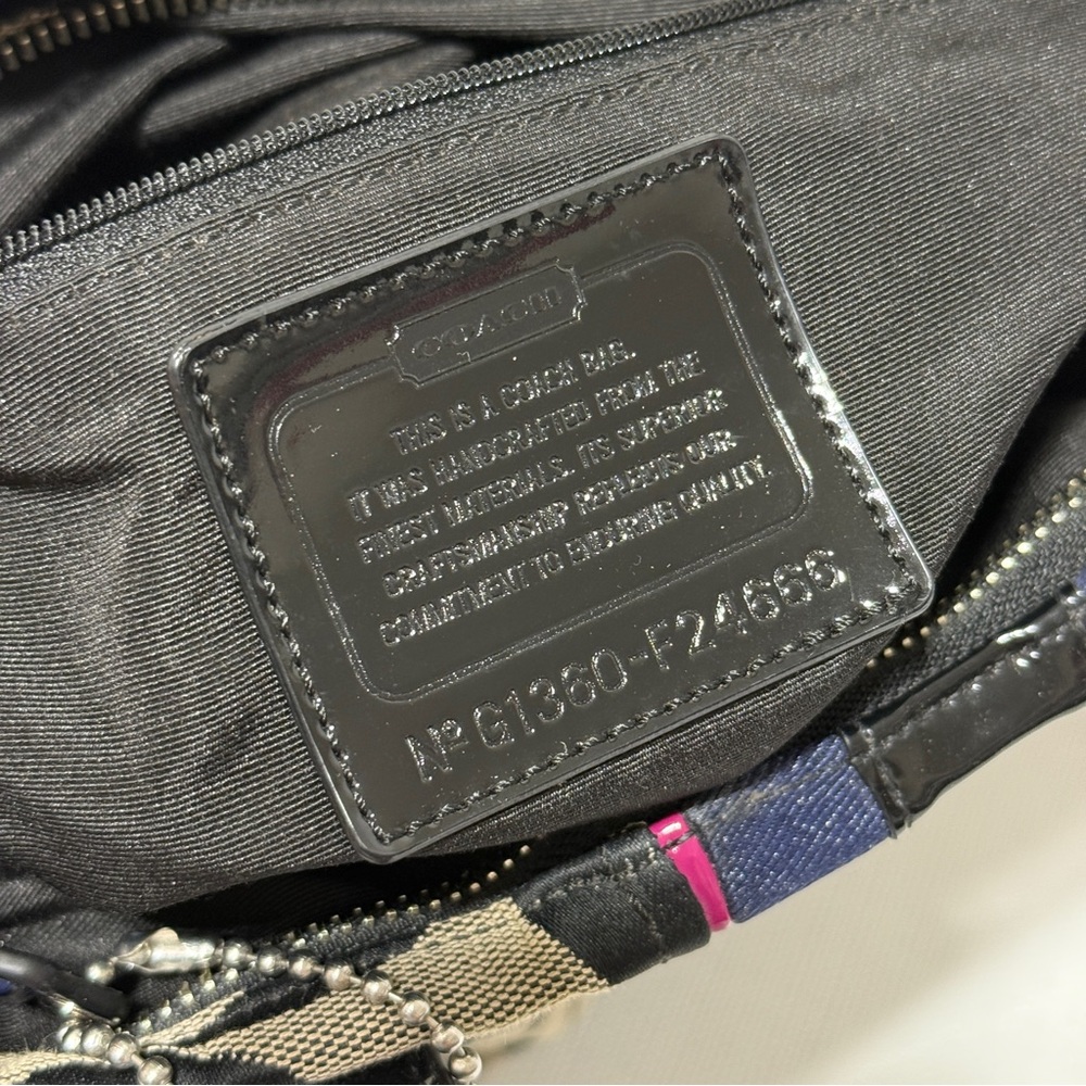 Coach Signature Shoulder Purse Tote Black Grey Bl… - image 3